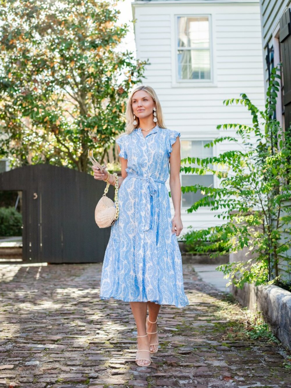 Escapada Living Short Sleeve Talia Button-down Midi Dress